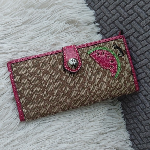 Coach Handbags - COACH watermelon snap monogram wallet scribble F47664